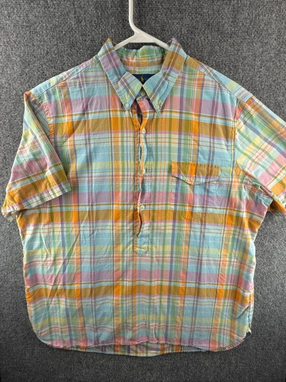 Polo Ralph Lauren ` Twill Plaid Colorful XL Short Sleeve Pullover Light